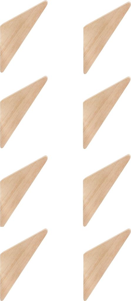 QUVIO Wandhaken - 8er Set - Dreieck - Kleiderhaken - Garderobenständer - Kleiderbügel - Kleiderhaken - Holz - Hellbraun - 7 x 2 x 12 cm