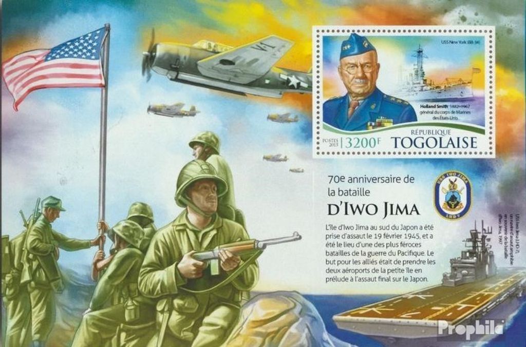 Briefmarken Togo 2015 Mi Block 1183 (kompl. Ausgabe) postfrisch Iwo Jima