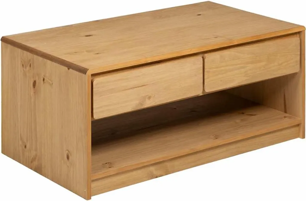 Tavolino SAUDA look rovere 99x55x45 cm in legno di pino massiccio