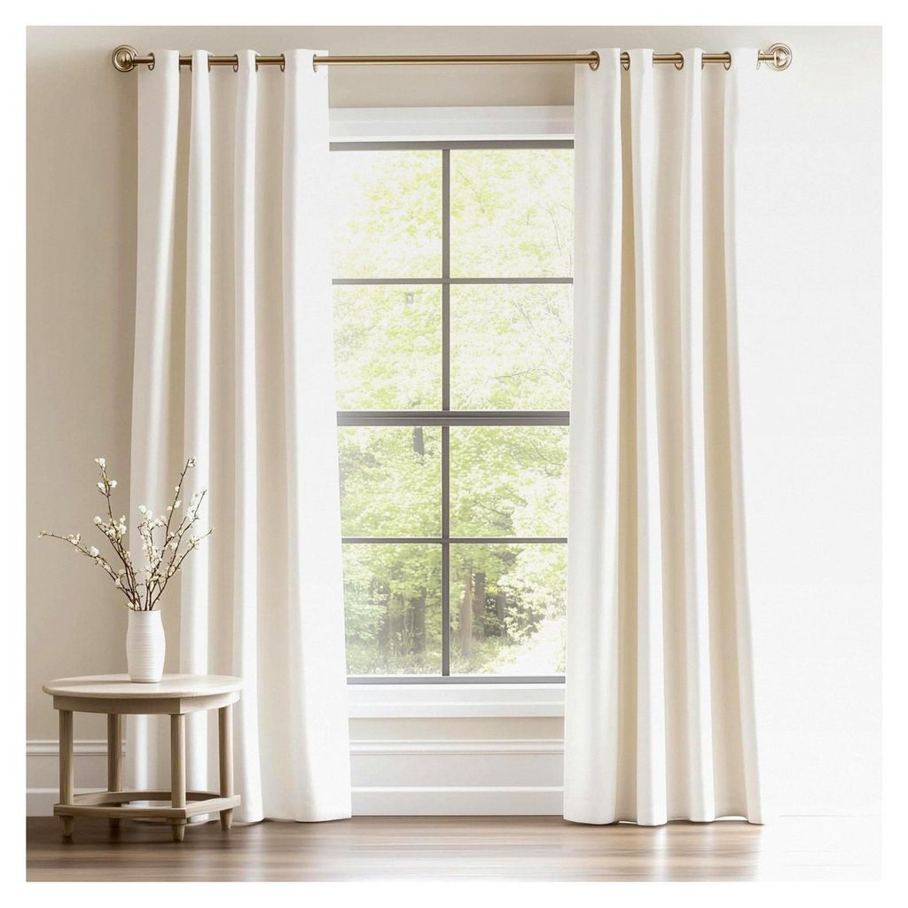 Vorhang in Elfenbeinweiß, 2er Set, 140x245cm, blickdichte Samtvorhänge mit Ösen für Schlafzimmer und Wohnzimmer