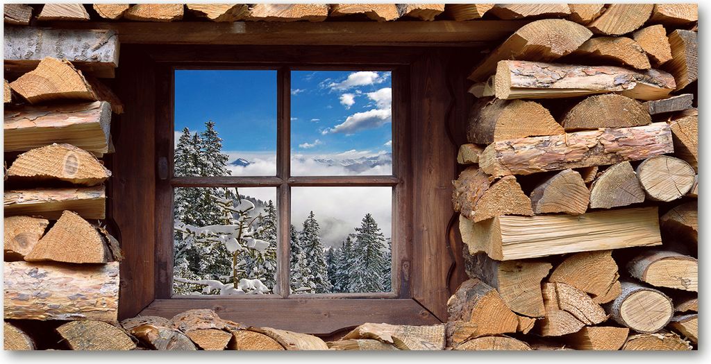 Tulup Leinwandbild - 120x60 cm - Wandkunst - Drucke auf Leinwand - Leinwanddruck - Sehenswürdigkeiten & Architektur - Mehrfarbig - Winter Fenster