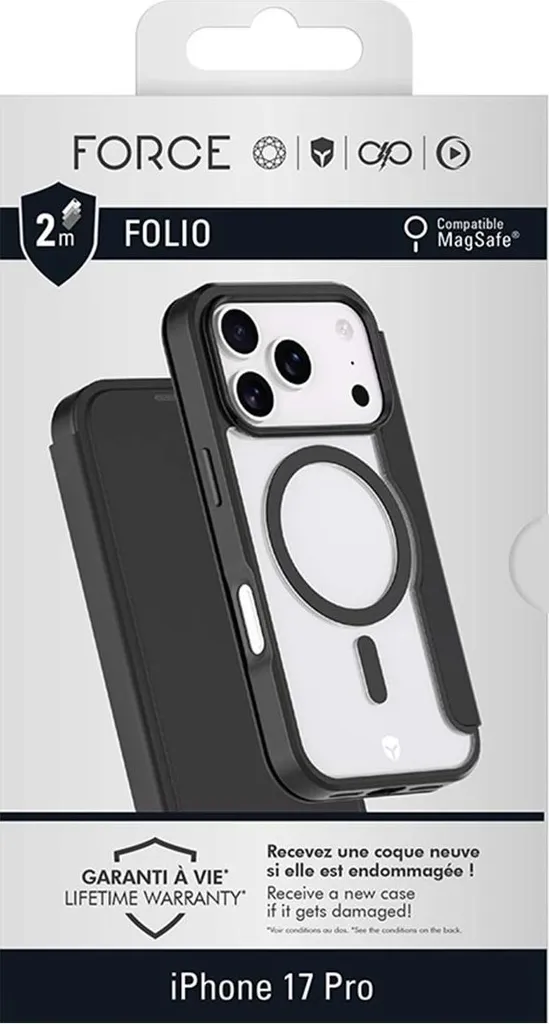 Force Case Coque iPhone 17 Pro MagSafe Antichoc 2m Noire Haute Protection - 4