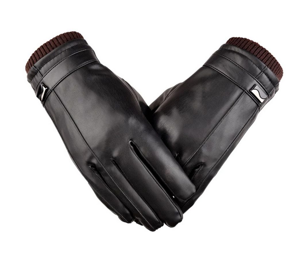Herren Winter Warme Handschuhe aus Leder Lederhandschuhe Gefüttert Schwarz Touch