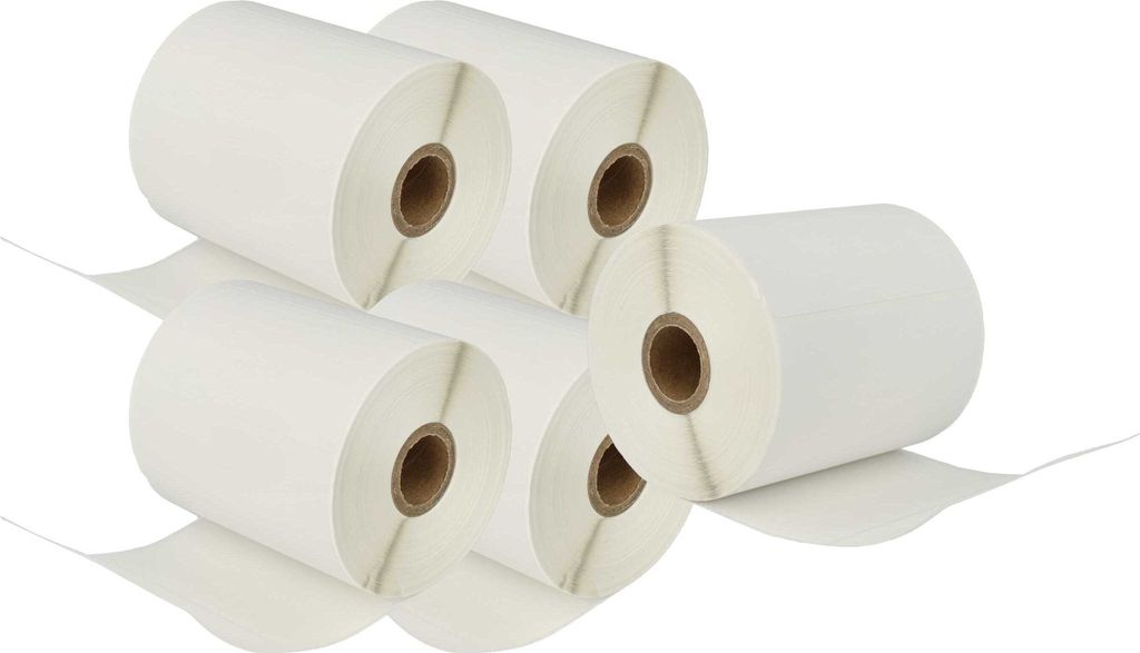 vhbw 5x Rolle 102mm x 50mm (836 Etiketten) kompatibel mit Brother TD-4420DN, TD-4410D, TD-2130, TD-4100N, TD-4100, TD-4000, TD-2130N Drucker Weiß