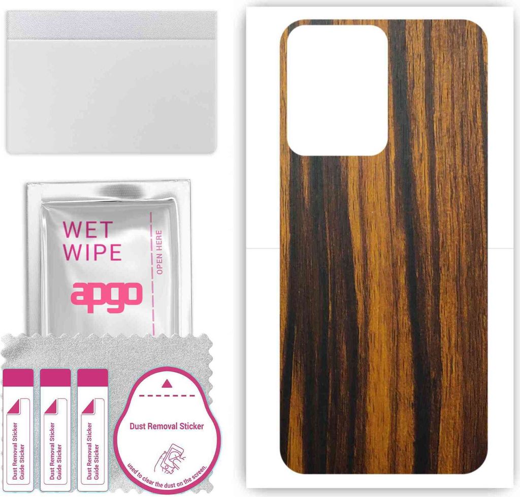 apgo Rückseite Schutzfolie, Skin, kompatibel mit Vivo Y77E T1, Hinten Displayschutzfolie aus Vinylfolie, kratzfest, einfache Montage - Tigerwood