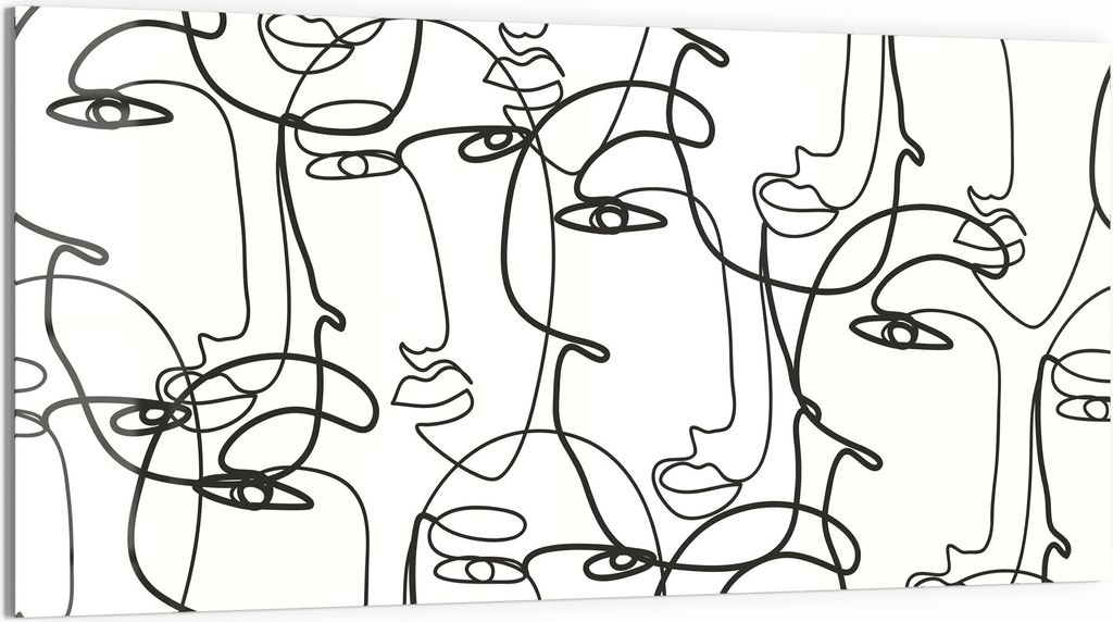 DEQORI Magnettafel Glas 100x50 cm 'Linien formen Gesichter' beschreibbar Whiteboard