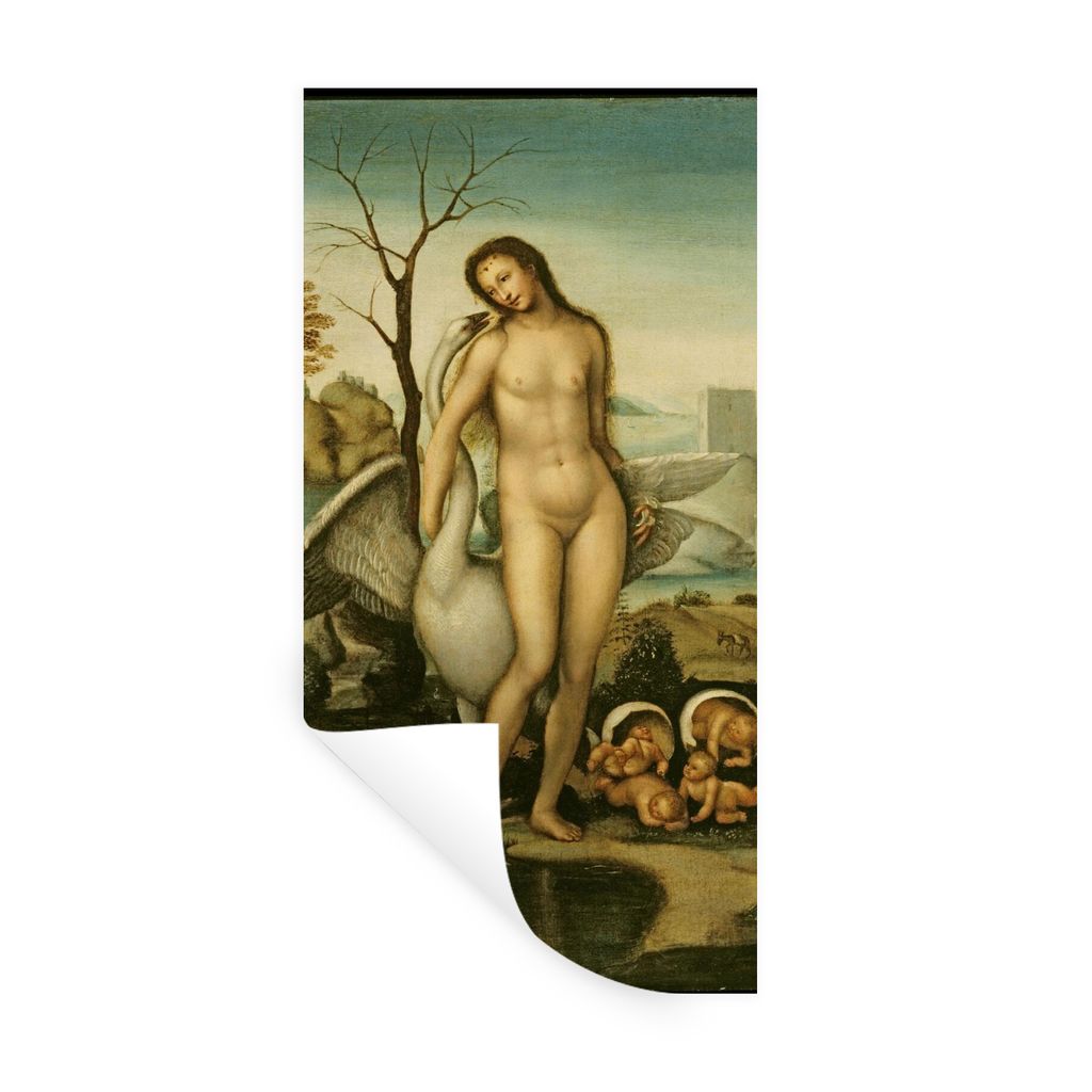 MuchoWow Wandtattoo Wandsticker Wandaufkleber Leda und der Schwan - Leonardo da Vinci 20x40 cm Selbstklebend und Repositionierbar - Selbstklebend...