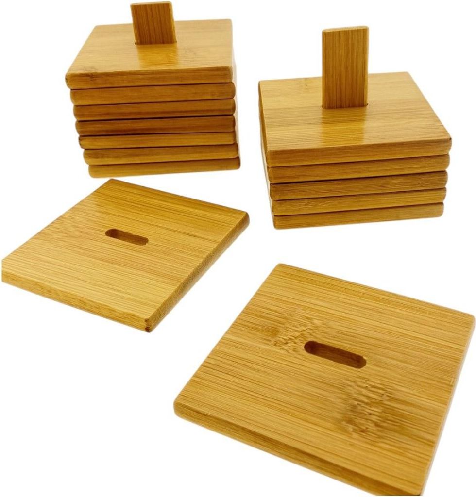 2 Sets Bambus-Untersetzer – 8×8 cm – 6 Stück pro Set – Hitzebeständig – Natürlicher Bambus – Für Gläser, Tassen & Becher