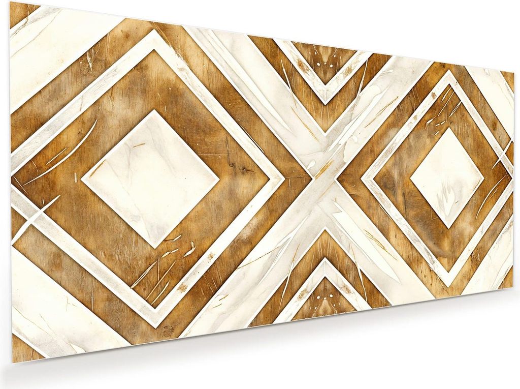 Glasbild 120x60cm in XXL für Wohnzimmer, Schlafzimmer Motiv Geometrisches Muster
