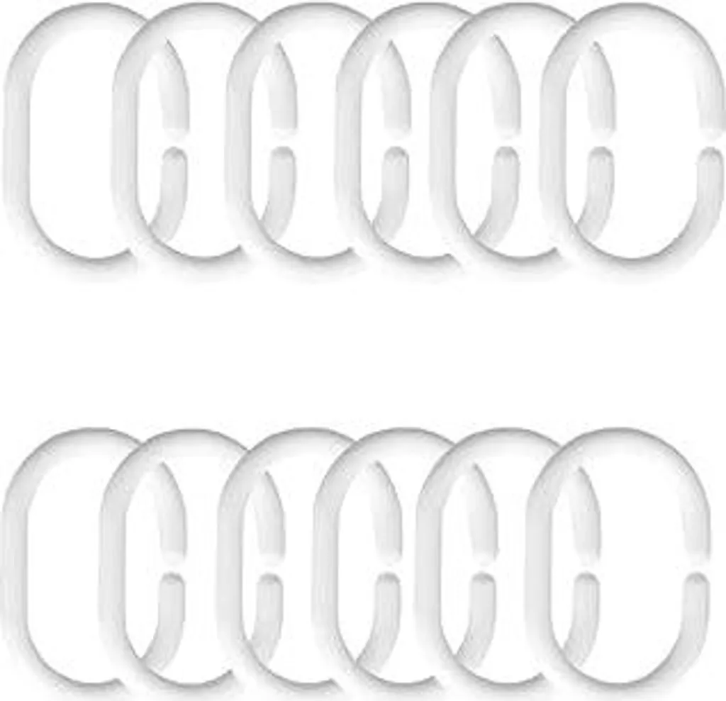 Anelli per tende da doccia, 12 ganci in plastica per tende da doccia, anelli per tende da doccia a forma di C, anelli per appendere tende