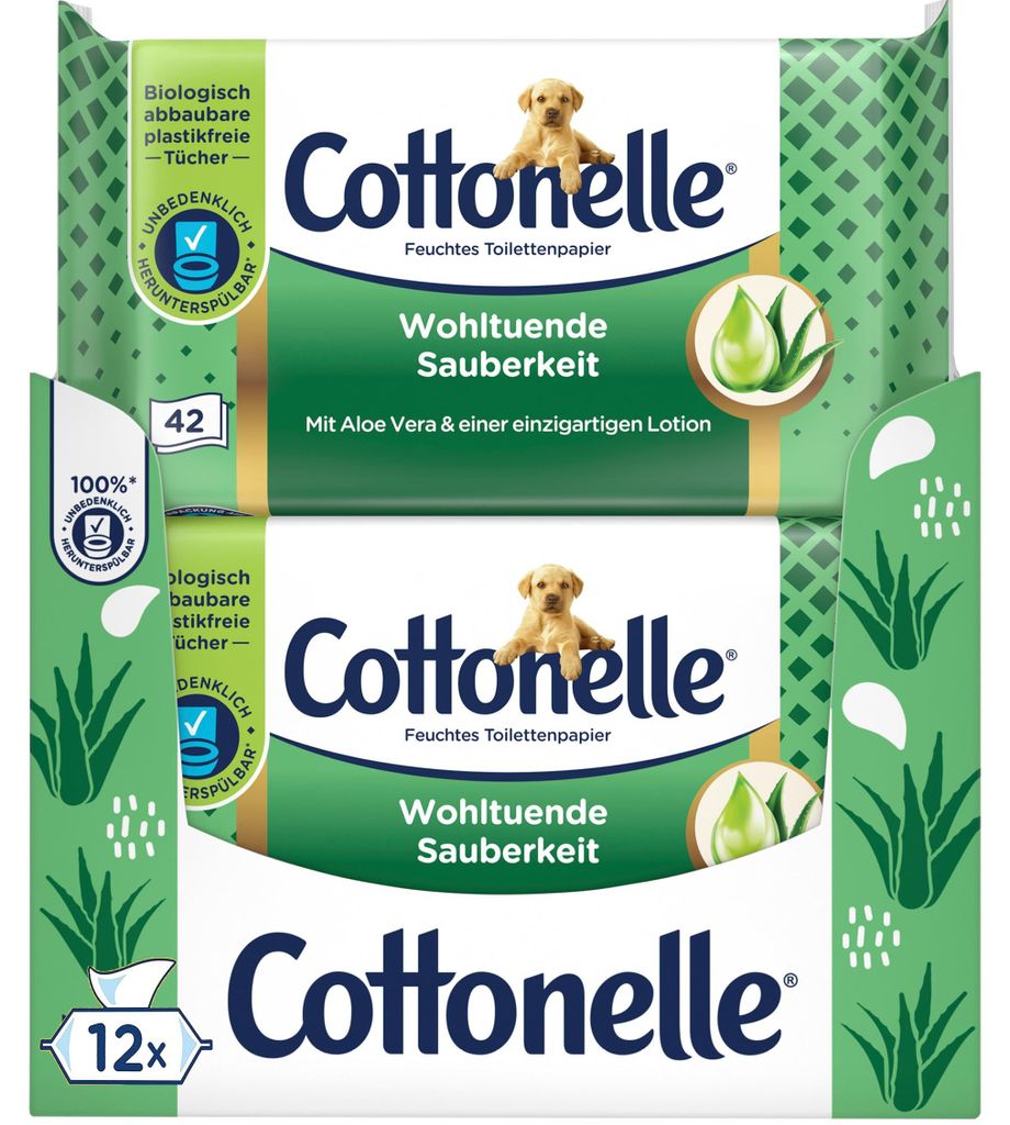 Cottonelle Papier hygiénique humide Propreté apaisante 12 x Image du produit 