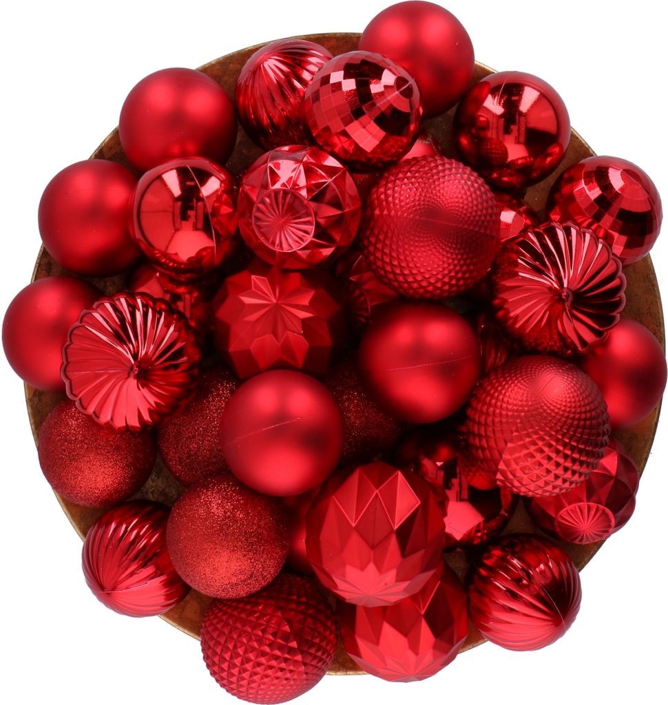 Giftsome 60 Weihnachtskugeln Set - Christbaumkugeln Rot - Produktbild 