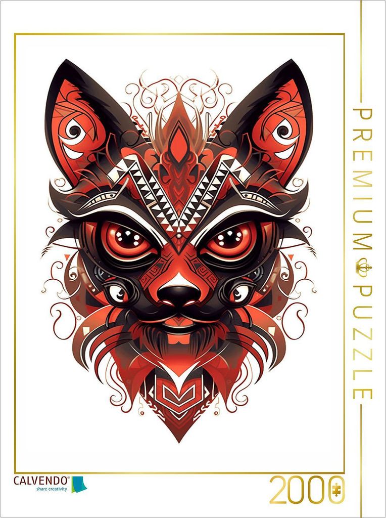 CALVENDO Puzzle Wüstenfuchs im Tattoo Design | 2000 Teile Lege-Größe 90x67cm Foto-Puzzle für glückliche Stunden