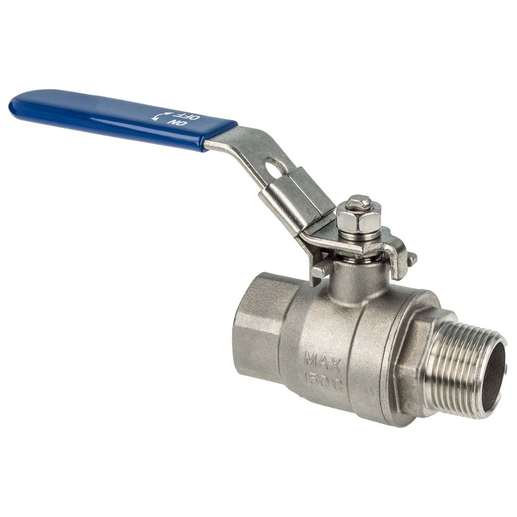tecuro Edelstahl V4A (AISI 316) Kugelhahn 3/4 Zoll DN 20, AG/IG, PN 64, absperrbar