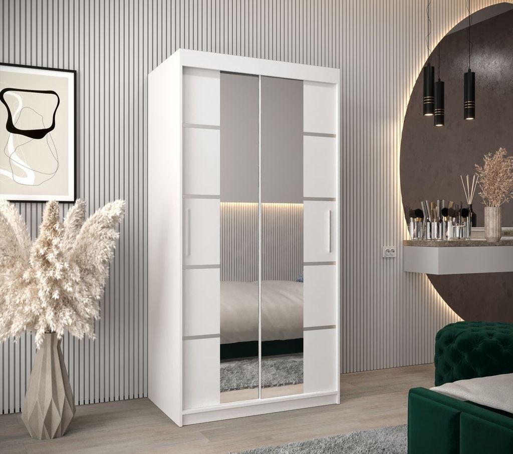 Schrank mit Spiegeln VIVIEN – Breite 100 cm, Weiß