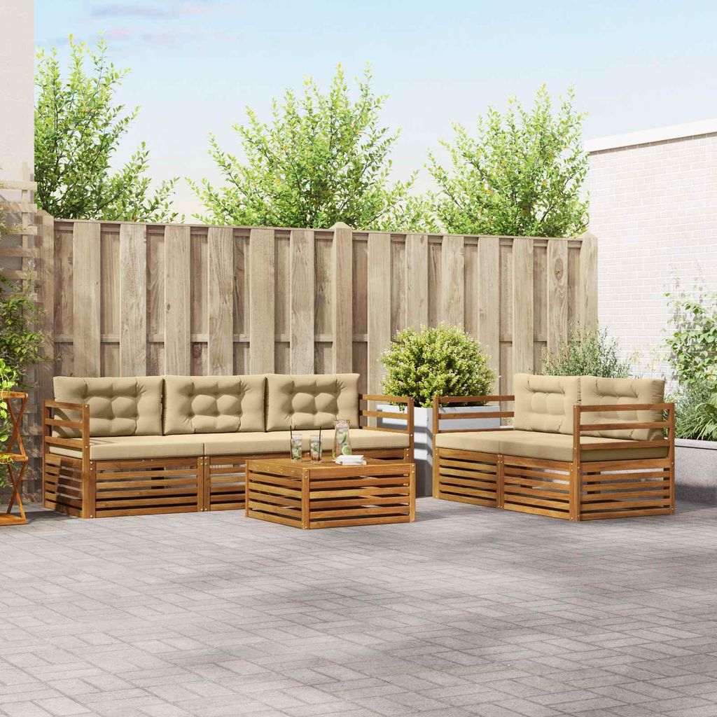 "Neues Produkt" Outdoor-Sofagarnitur ANTI-UV - CLORIS - mit Kissen - 6 pcs - Natur und Beige - Modern Gartensofas V1063