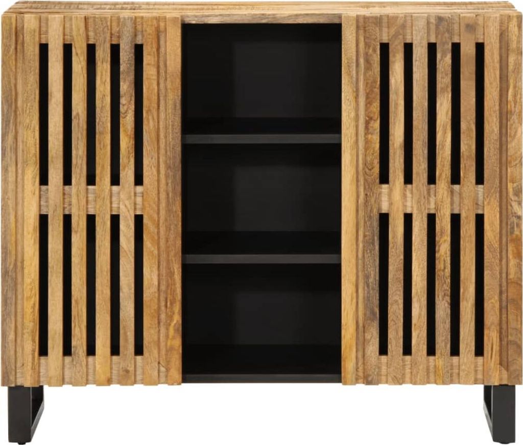 vidaXL Sideboard 90x34x75 cm Raues Massivholz Mango
