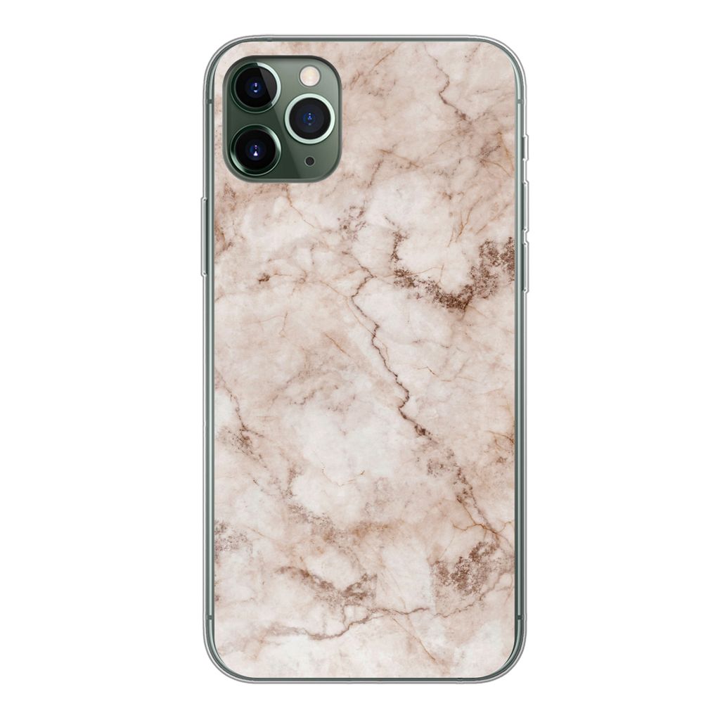 MuchoWow Handyhülle Schutzhülle Hülle für iPhone 11 Pro Max Marmor - Luxus - Braun Silikon Softcase Handy Hülle - Schutz