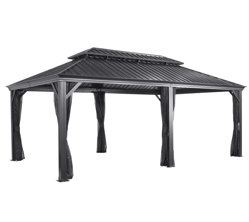 Sojag Messina 1220 Pavillon mit festem Dach inkl. Moskitonetz 4x6 m