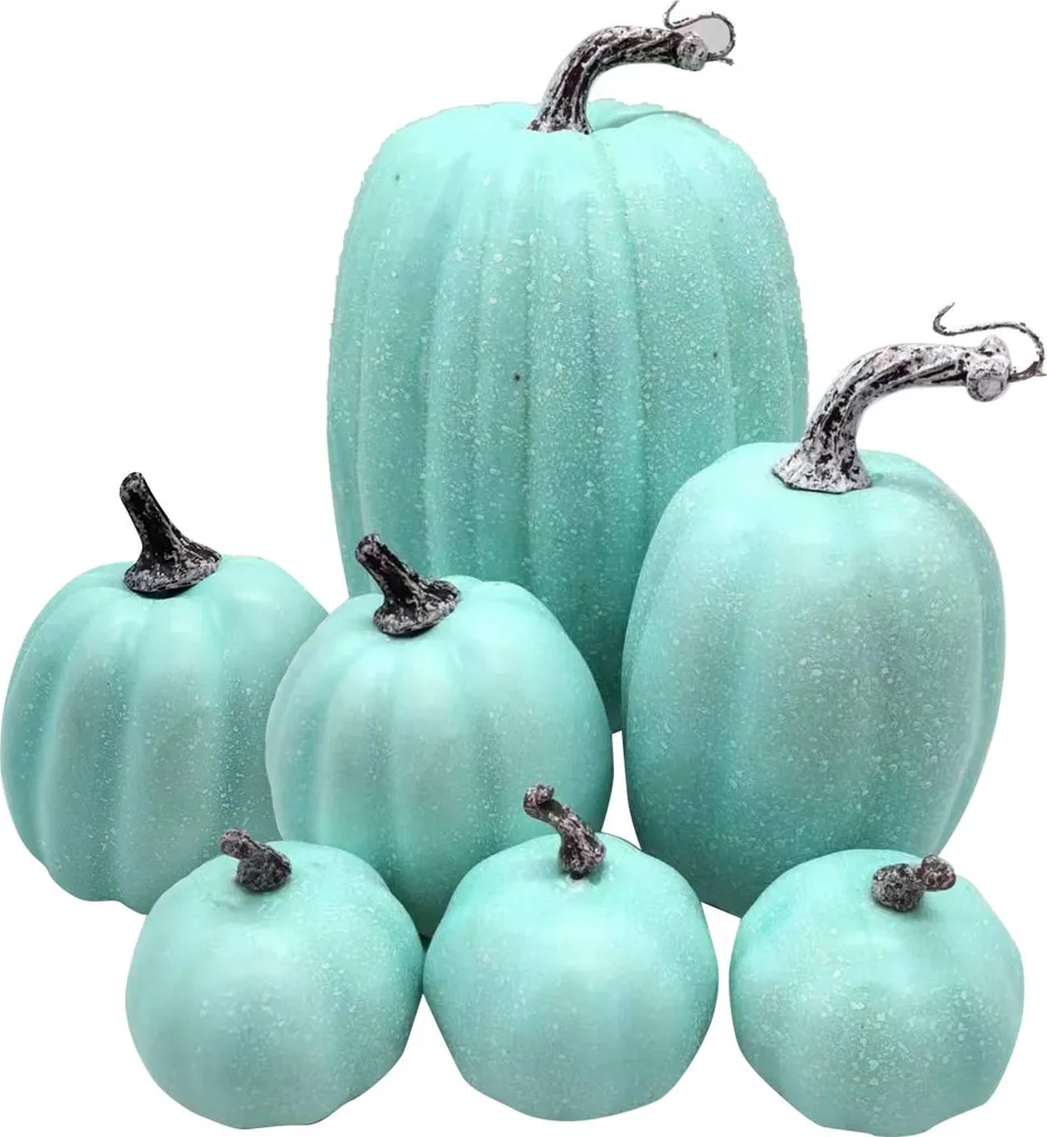 7 citrouilles artificielles vertes en mousse ultra légères et réalistes