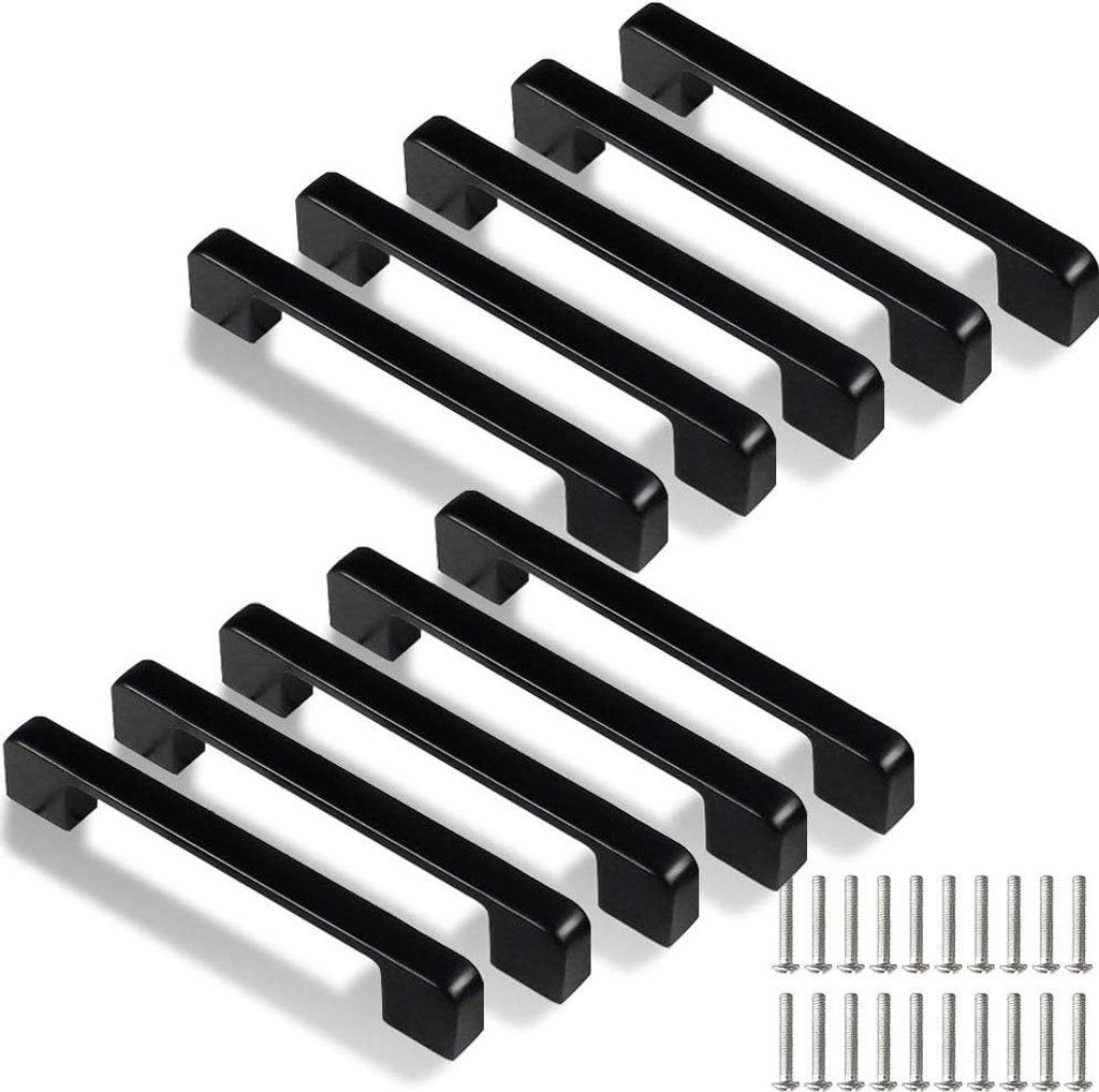 128mm Poignée de Cuisine,10 Pcs Noir Poignées de Armoire Cuisine pour Porte,Tiroir,Armoires(avec Vis)