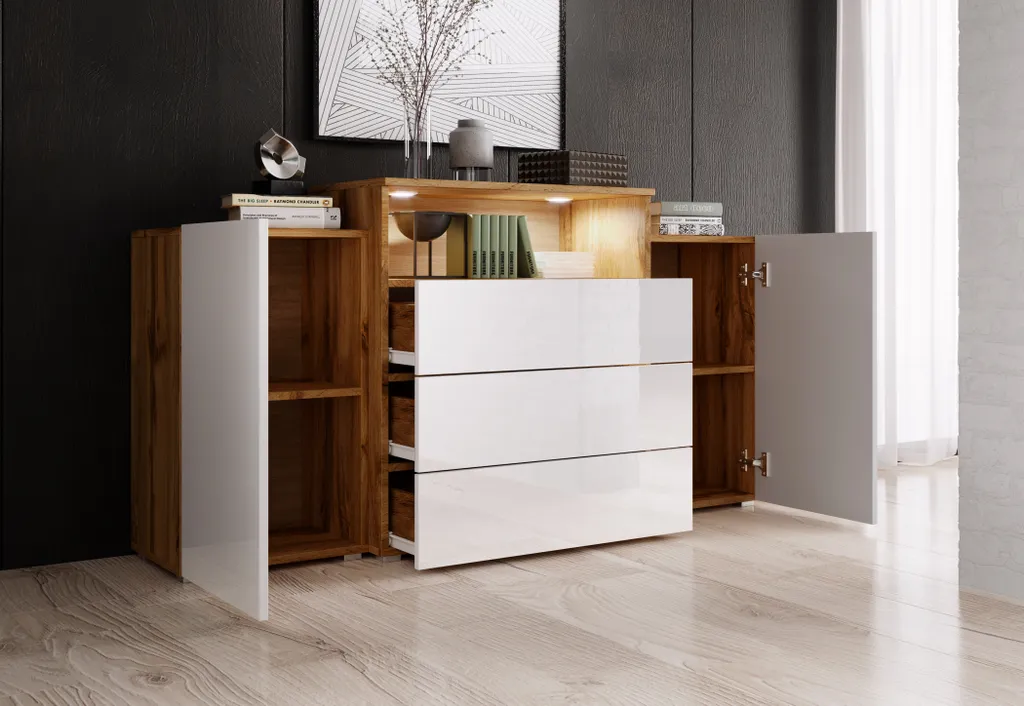 Commode de Salon 150cm pour Ranger la Vaisselle et le Linge de Maison