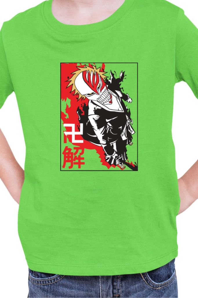 Kinder T-Shirt Manga Japan Anime Comics Animation Bleach 003, 12-13 Jahr - 152 / Lime