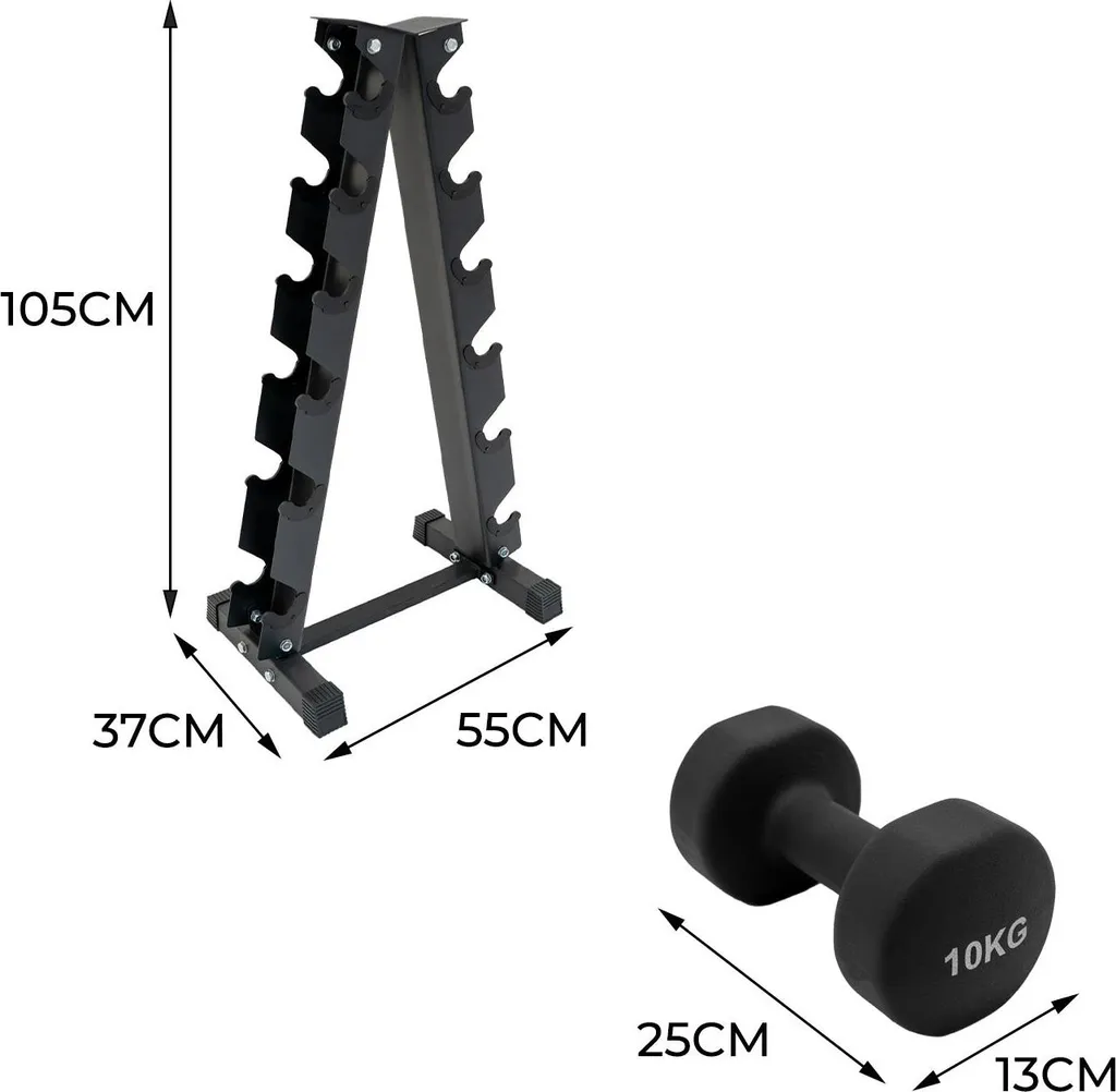 Set d'Haltères pour Musculation à Domicile avec Rack Vertical Acier - 5