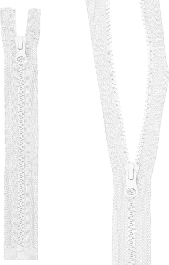 mumbi Reißverschluss teilbar 5mm 20cm Weiss Kunststoff Reißverschlüsse mit Zipper grobe Zähne
