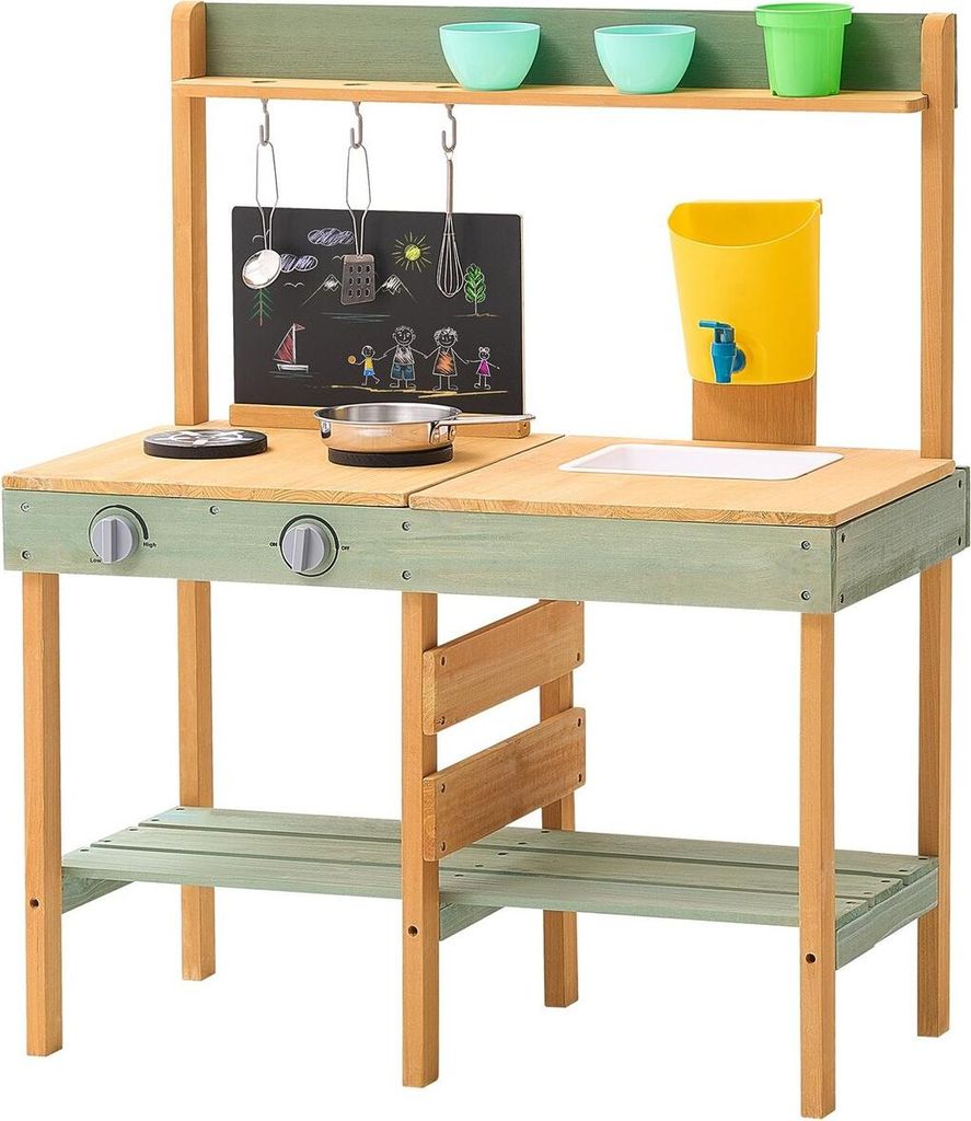 Wooden Mud Kitchen Outdoor Toy Play Kitchen Set for Kids Pretend Playset