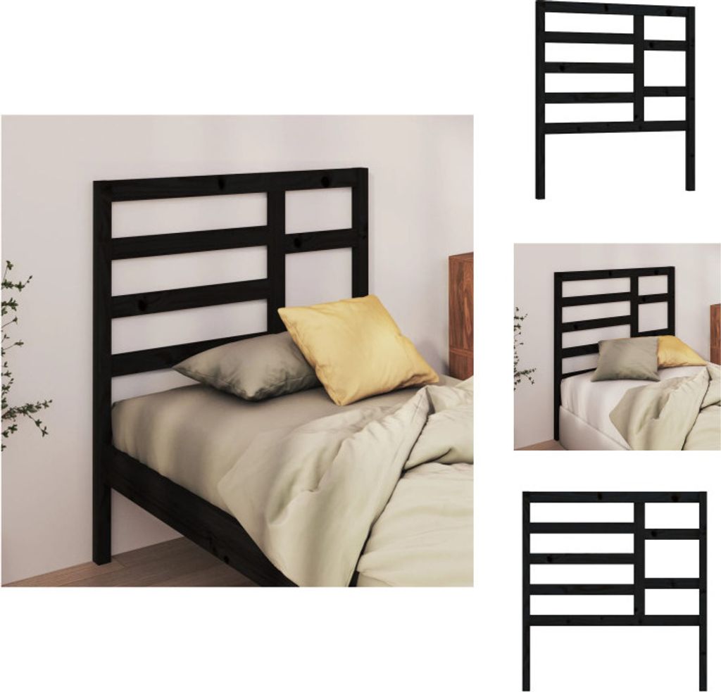 vidaXL Bett-Kopfteil Schwarz 96x4x104 cm Massivholz Kiefer - Kopf- & Fußenden