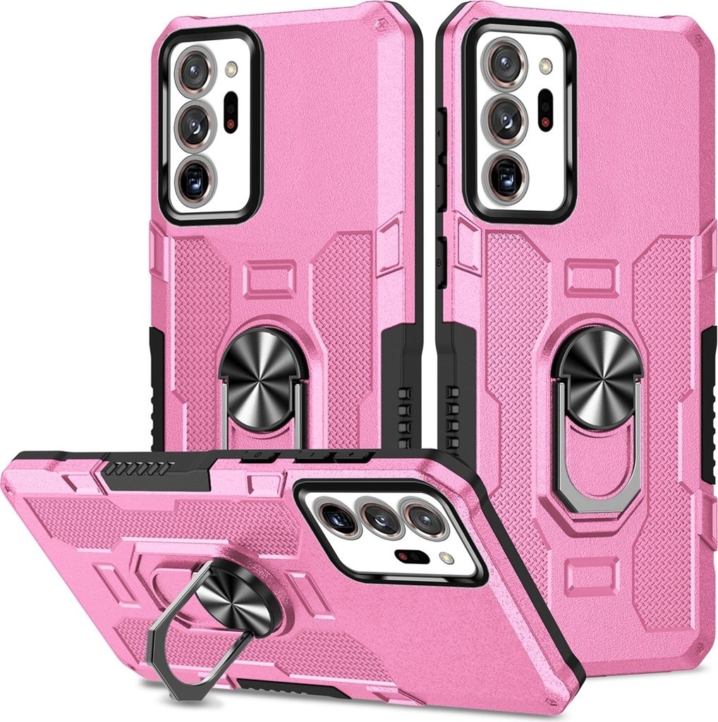 Galaxy Note 20 Ultra Hülle, Dual Layer Robuste Rüstung Ringhalter Ständer Schutzhülle für Samsung Galaxy Note 20 Ultra 5G Pink
