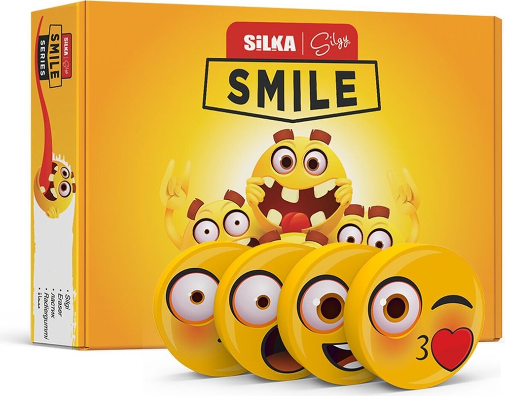 Silka 36 Stück Smile Radiergummis | Radierer für Kinder und Erwachsene | Geburtstag Gast-Geschenk Kindergeburtstag Geschenktüte Belohnung Set EN71