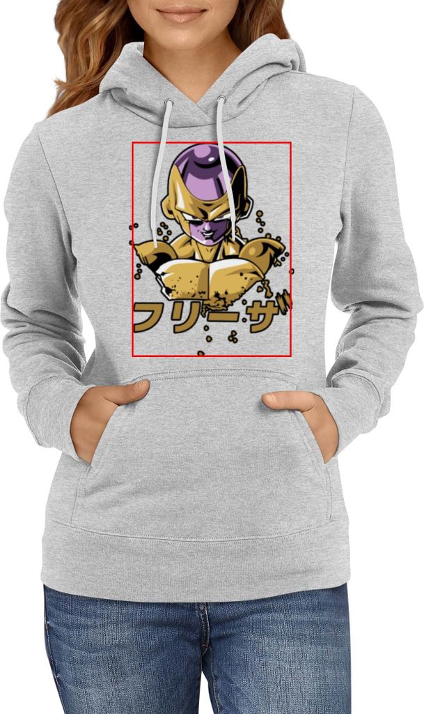 Damen Kapuzenpullover Anime Manga Dragon Anime Manga Ball Z Frieza 01 Frieza Dbz, Lady M / Grau