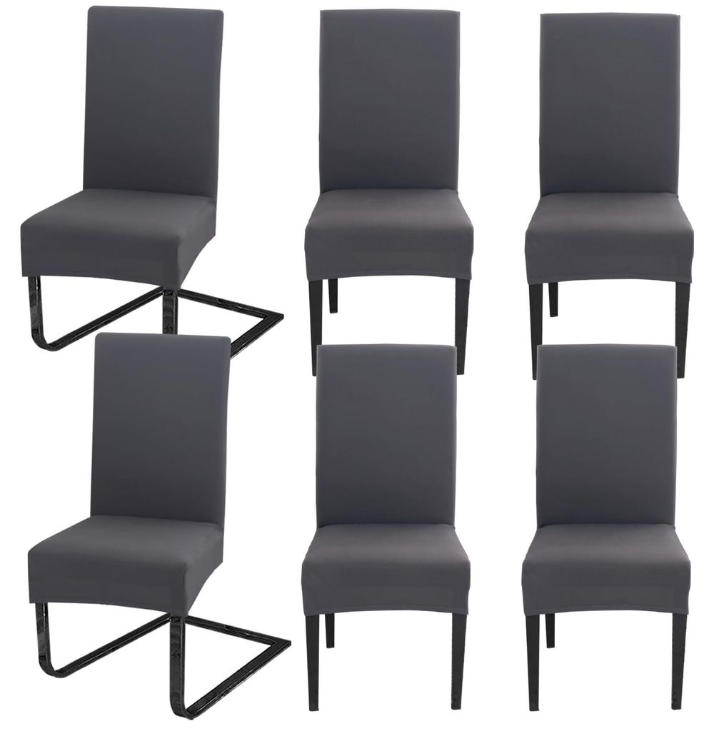 Stuhlhussen, 6er-Set, für Freischwingerstühle, abnehmbar und waschbar, aus Elasthan, universelle Stretch-Stuhlhussen für Esszimmer, Hotels, Küc...