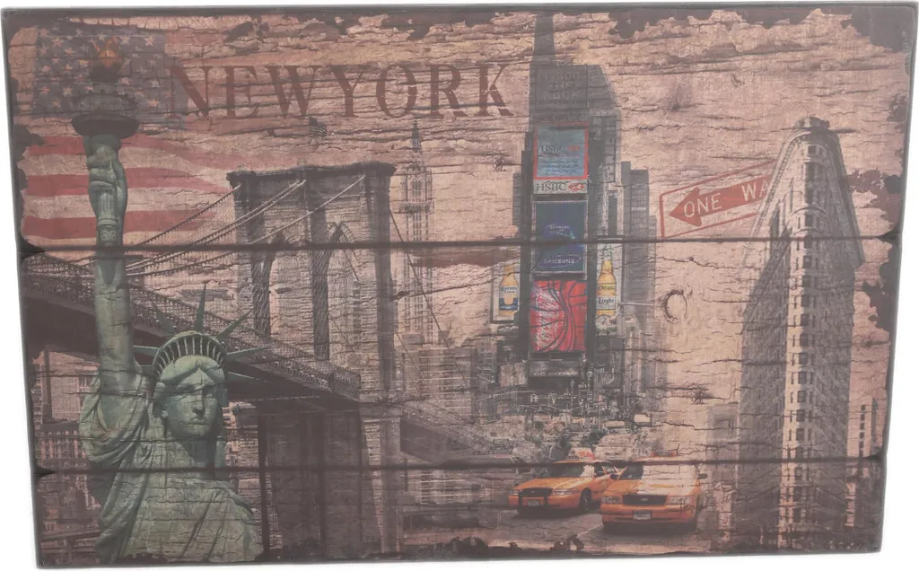 Décoration Murale New York Bus Image Vintage pour Salon et Bureau Pro