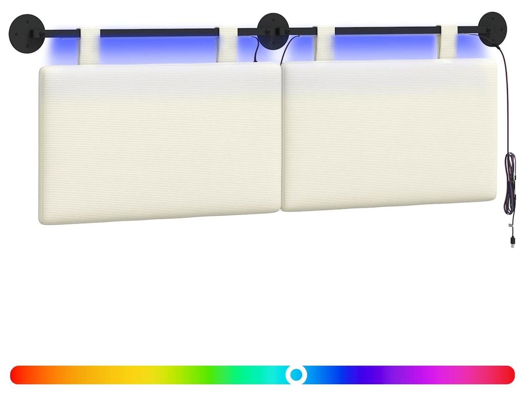 vidaXL Hängendes Kopfteil Mit LED Licht Creme Cordstoff
