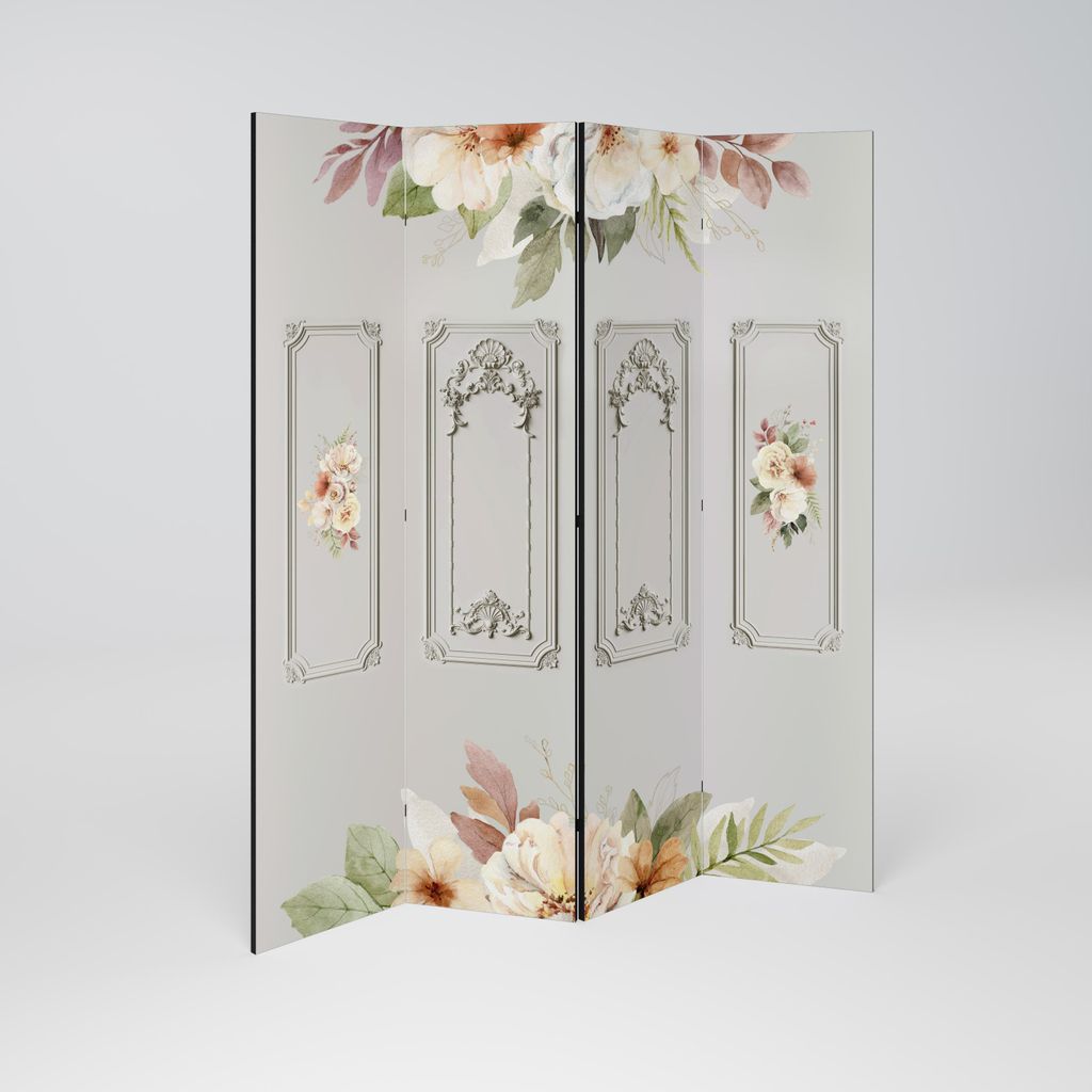 SpaceRebels Paravent Raumteiler - 4-teilig Raumtrenner, Druck 1-Seite - Raumtrenner - Trennwand Wohnung - Room Divider - Spanische Wand Deko Modern...