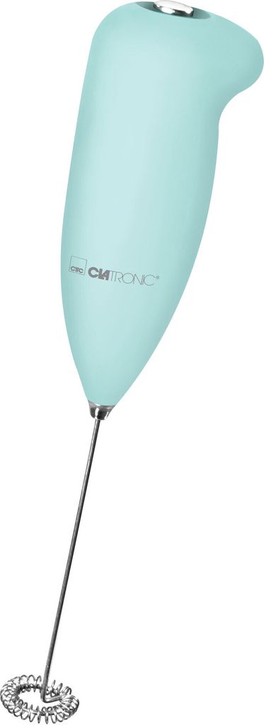 A mint green Clatronic milk frother is shown against a white background.