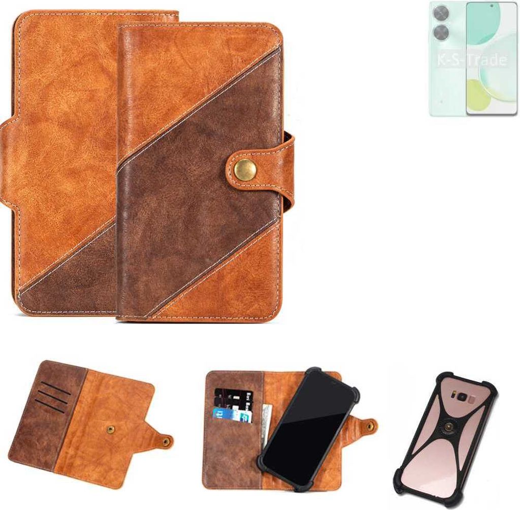 K-S-Trade Handyhülle Schutzhülle Bookstyle Case Wallet-Case kompatibel mit Huawei Nova 11i Cover Klapphülle Kantenschutz Smartphone dunkelbraun