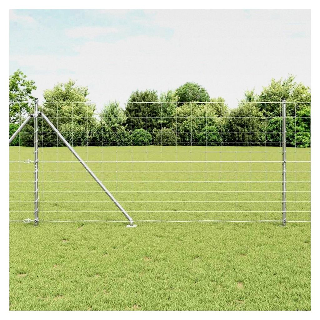 Galvanisierter Zaunpfosten 25 x 1,2 m aus Stahl für Gartenzaun, Hundezaun, Weidezaun, Hühnerzaun und Gartennetz mit Maschenweite 15 cm (12 Drähte)
