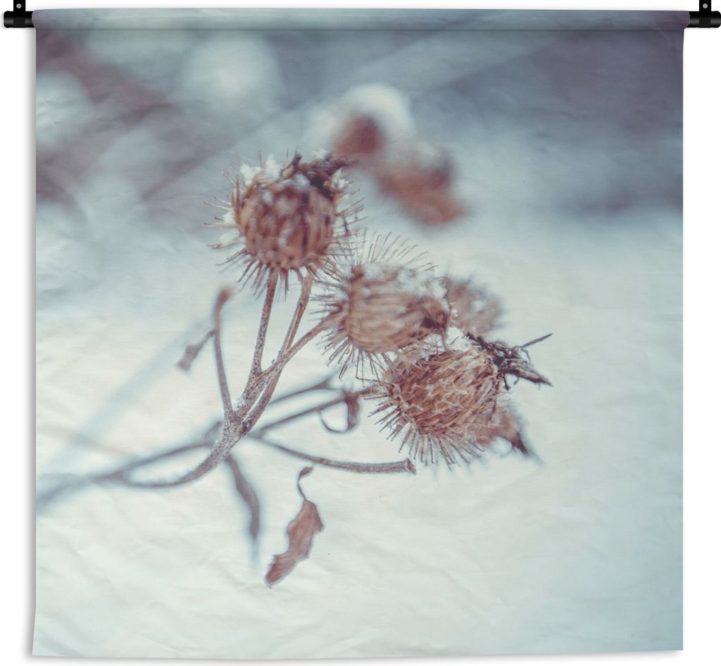 MuchoWow Wandteppich Wandbehang Pflanzen - Winter - Schnee - Natur 150x150 cm Tapisserie Dekoration Wandtuch - Wohnaccessoires - Modernes