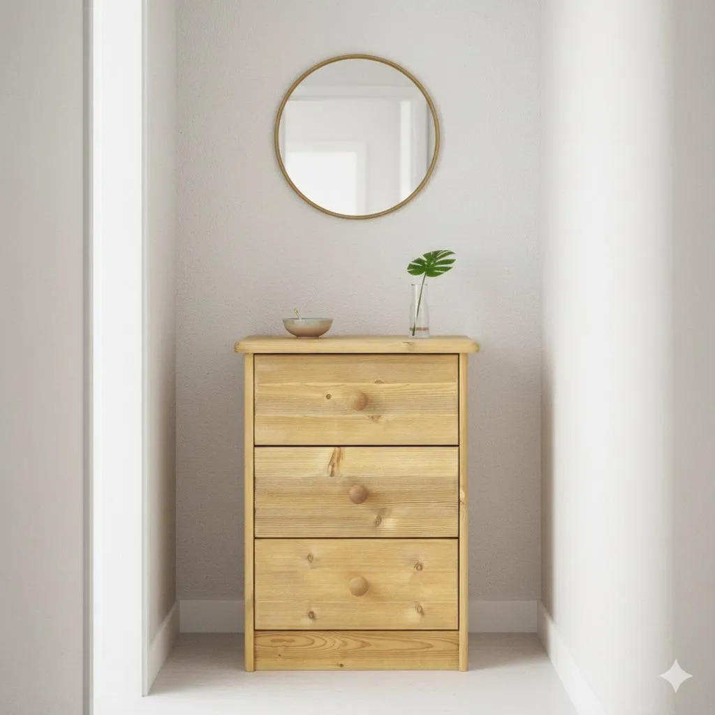 Commode 3 tiroirs Nelly teinté - Meuble de rangement bois style moderne