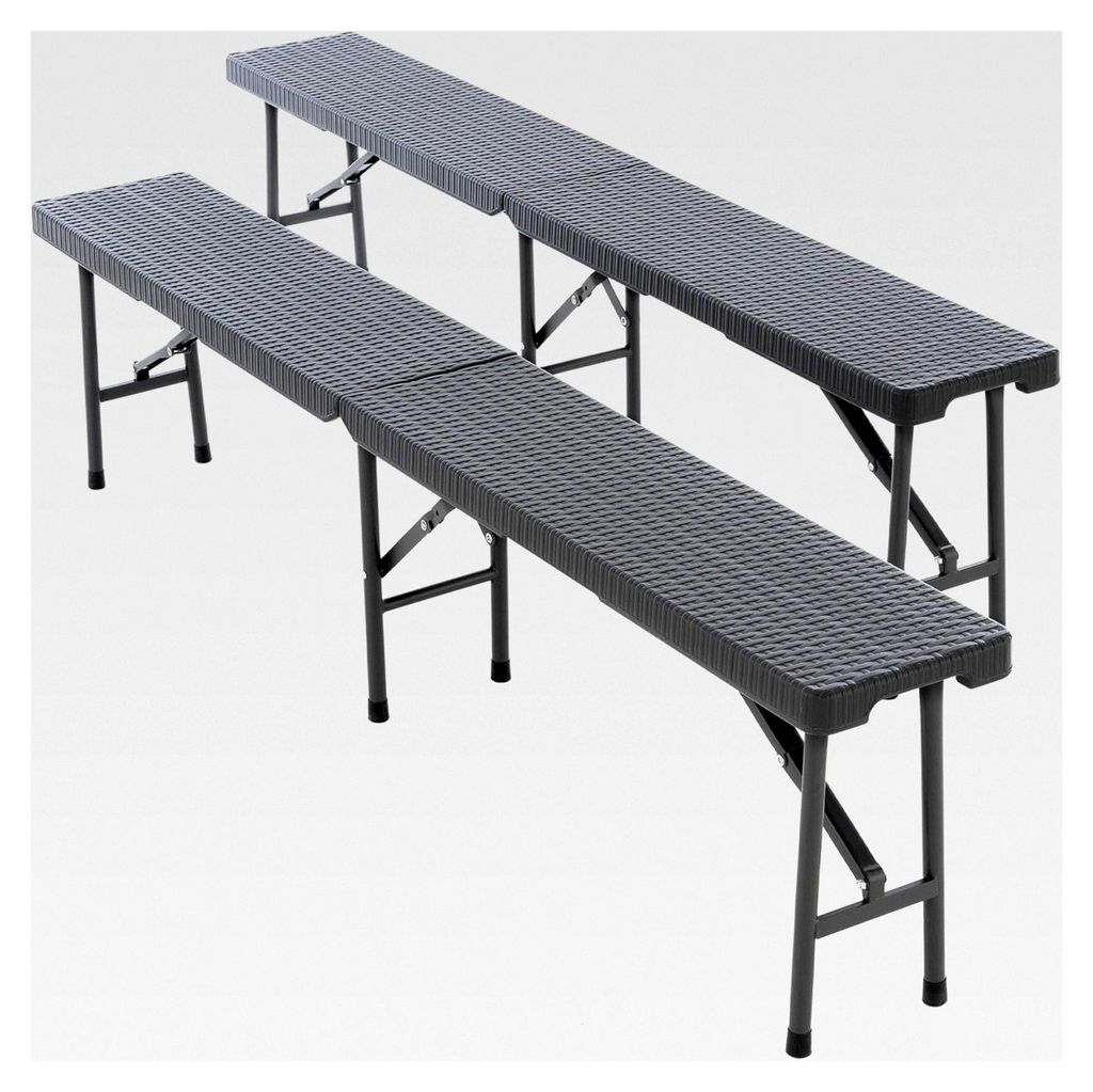 2er Set Klappbare Bierbank für Garten und Party 180 x 25 x 41 cm anthrazit grau bis 200 kg für 4 Personen
