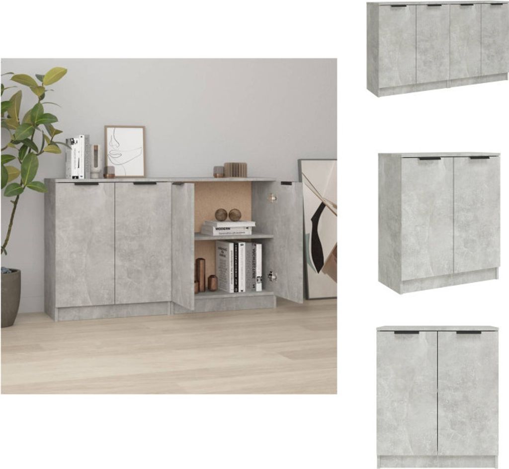 vidaXL Sideboards 2 Stk Betongrau 60x30x70 cm Holzwerkstoff - Sideboards