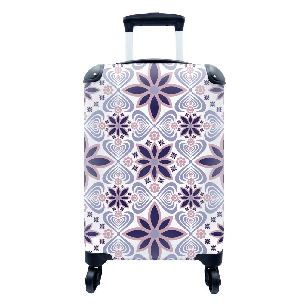 MuchoWow Koffer Handgepäck Trolley Rollkoffer Kleine Reisekoffer mit 4 Rollen - Blumen - Luxus - Design - Cabin Size < 55x40x23 cm & 55x40x20 cm...