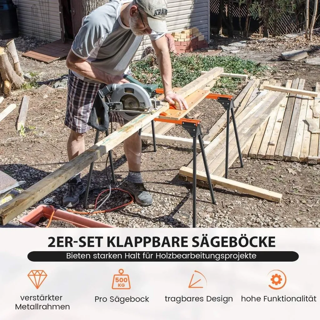 Tréteaux d'Échafaudage Pliants en Acier - Support de Travail 500 kg