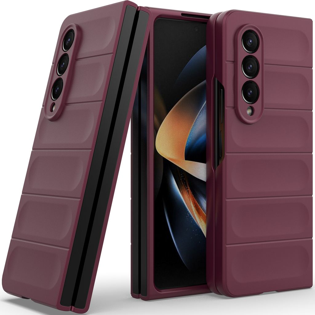 Handyhülle für Samsung Galaxy Z Fold 4 5G Hartes PC Matt Stossfest Anti-rutsch Hülle bordeaux