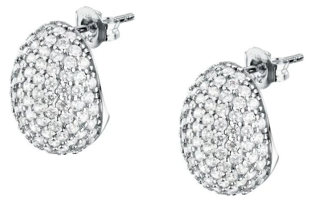 Boucles d'oreilles créoles en argent pavées de cristaux brillants