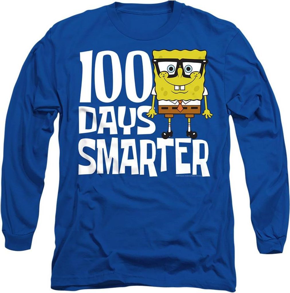 SpongeBob SquarePants - "100 Days Smarter" T-Shirt für Herren/Damen Uni, Langärmlig TV26871 (L) (Königsblau)